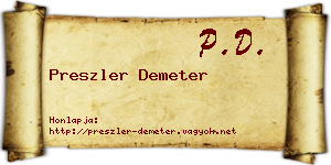 Preszler Demeter névjegykártya